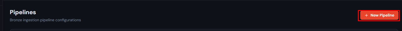 The + New Pipeline button on the Pipelines page